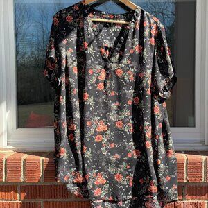 Torrid Black Floral Flowy Babydoll Tunic Top